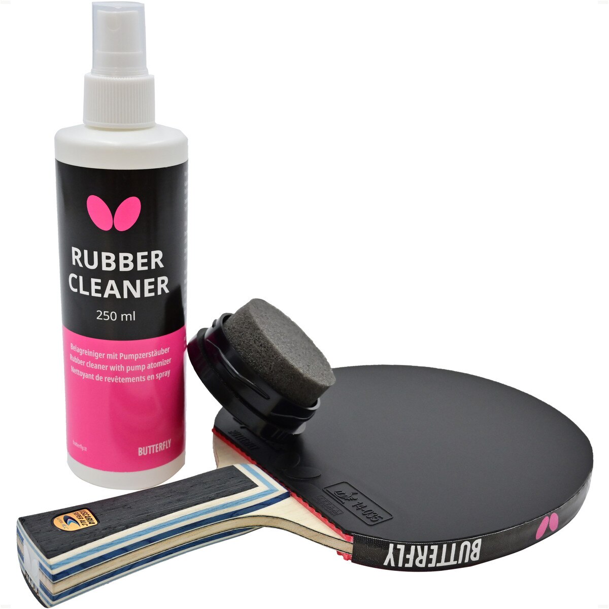Butterfly Rubber Cleaner: Rubber Cleaner, Sponge, and Racket